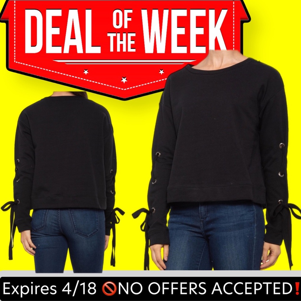 🔥🆕 BASELINE ATHLETICS French Terry Crop Black Sweater Lace-up